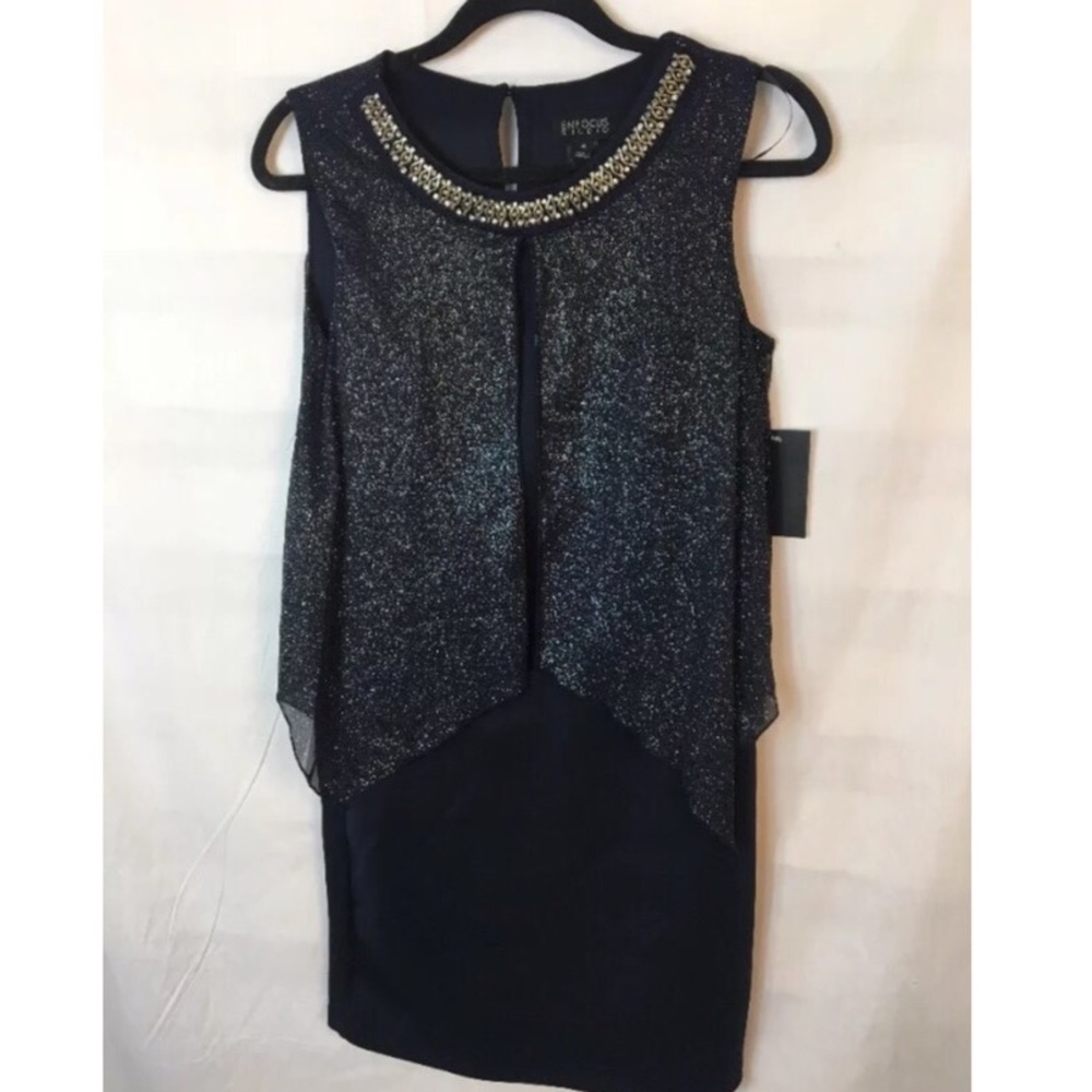 NWT En Focus Studio Sparkle Cape Cover Body Dress